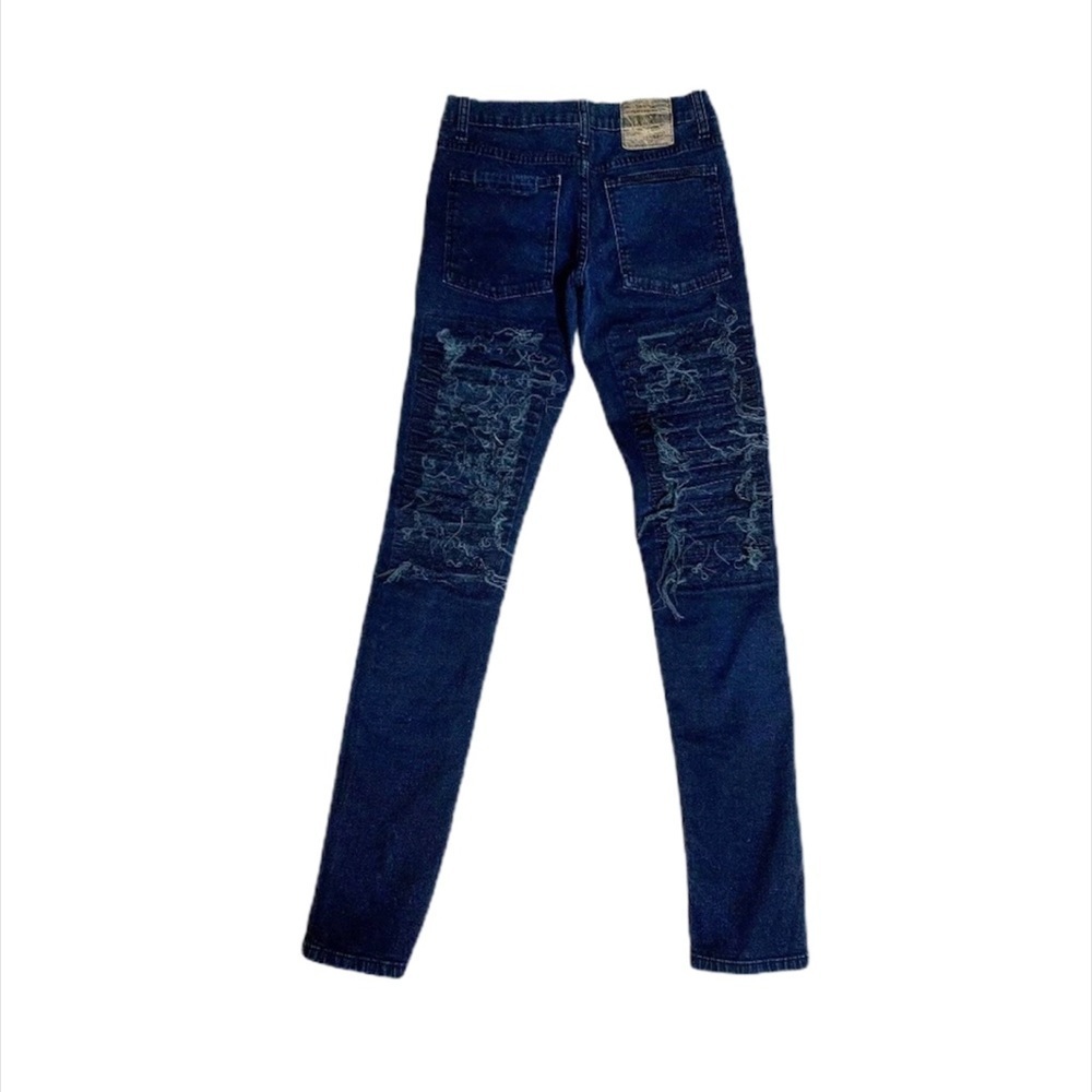 Cheap Monday distressed skinny jeans Sz Blue 27/32 - Picture 6 of 9